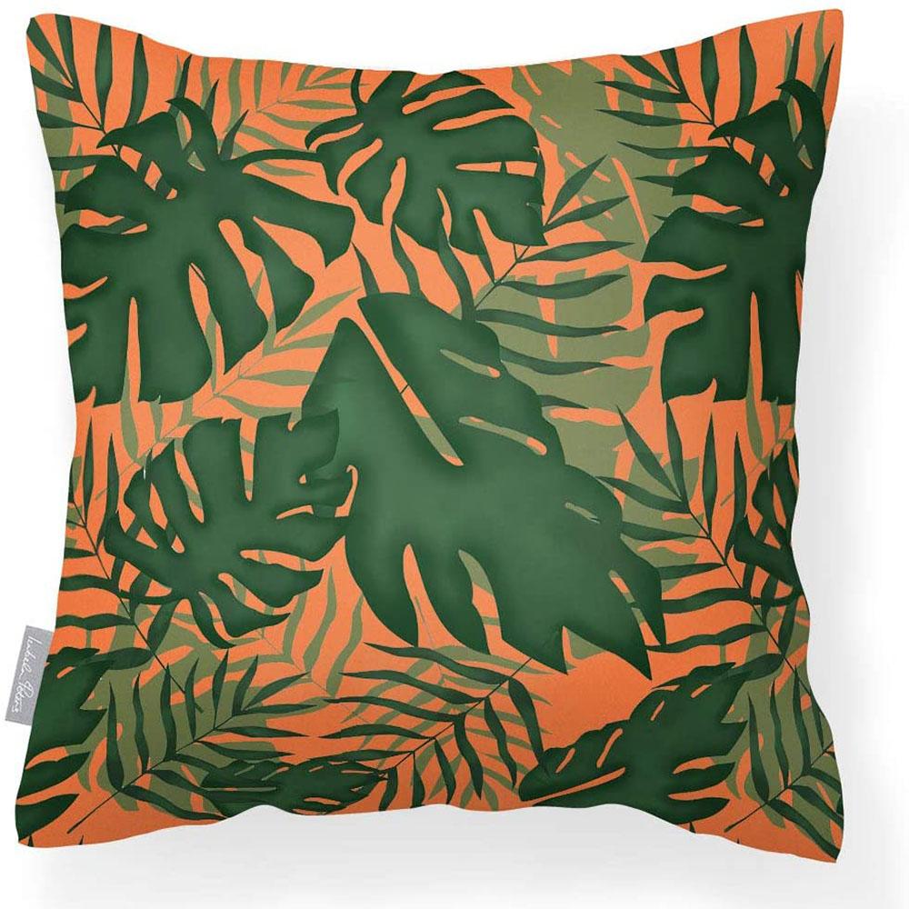 Outdoor Garden Waterproof Cushion - Palm Leaf - Burnt Orange 50 x 50 cm by Izabela Peters
