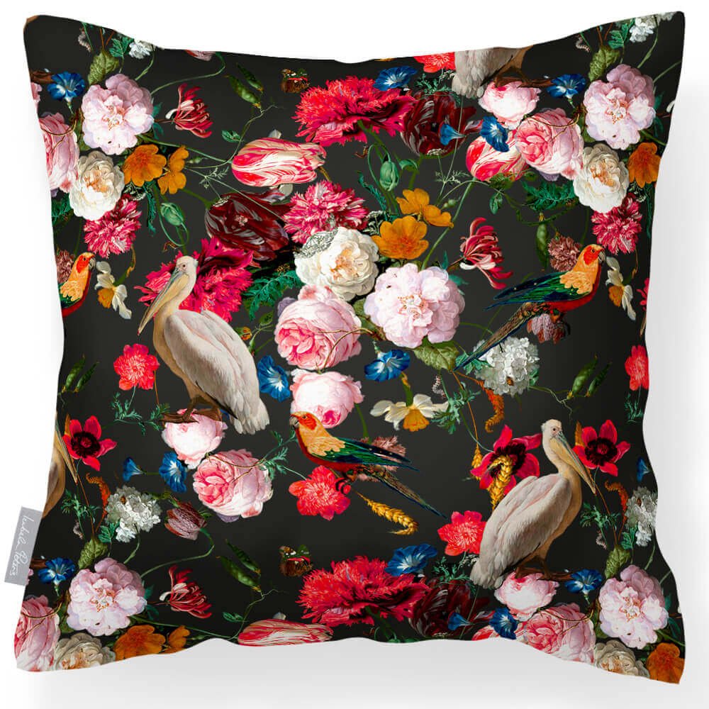 Outdoor Garden Waterproof Cushion - Peruvian Paradise - Charcoal 45 x 45 cm by Izabela Peters