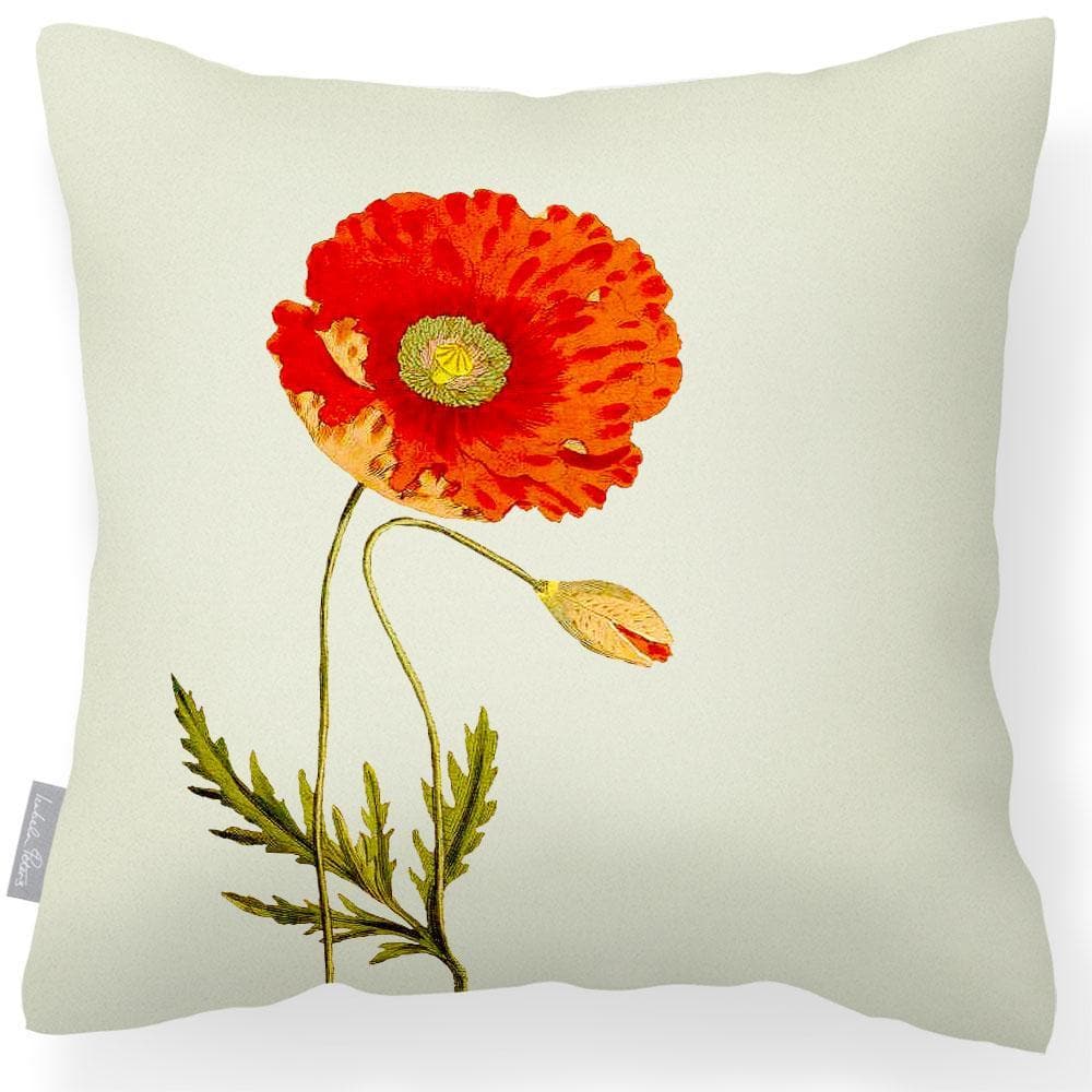 Outdoor Garden Waterproof Cushion - Poppy - Cream 50 x 50 cm by Izabela Peters