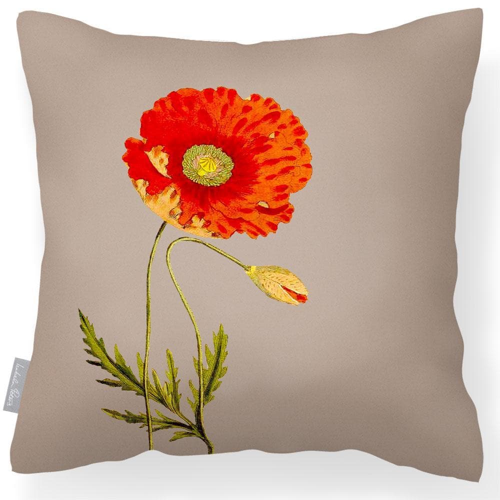 Outdoor Garden Waterproof Cushion - Poppy - Taupe 50 x 50 cm by Izabela Peters