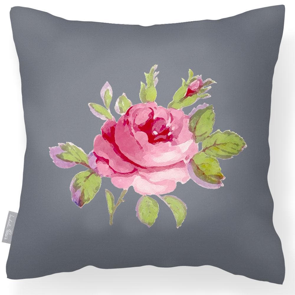 Outdoor Garden Waterproof Cushion - Rose - Grey 50 x 50 cm by Izabela Peters