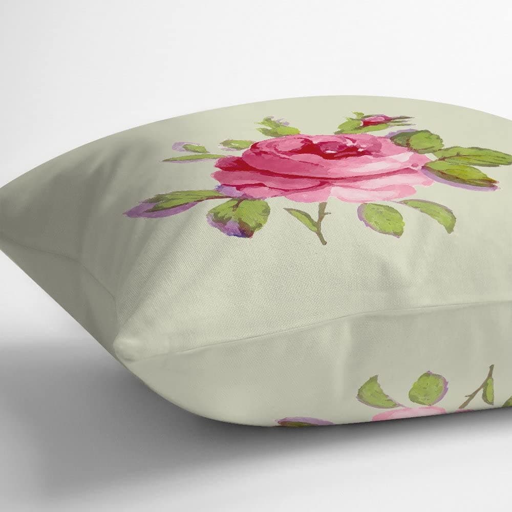 Outdoor Garden Waterproof Cushion - Rose - Cream 50 x 50 cm by Izabela Peters