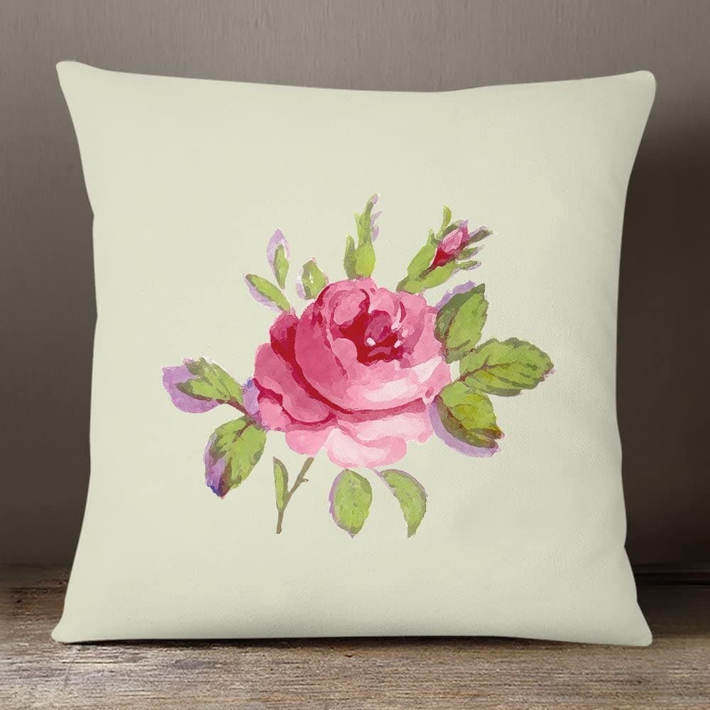 Outdoor Garden Waterproof Cushion - Rose - Cream 50 x 50 cm by Izabela Peters