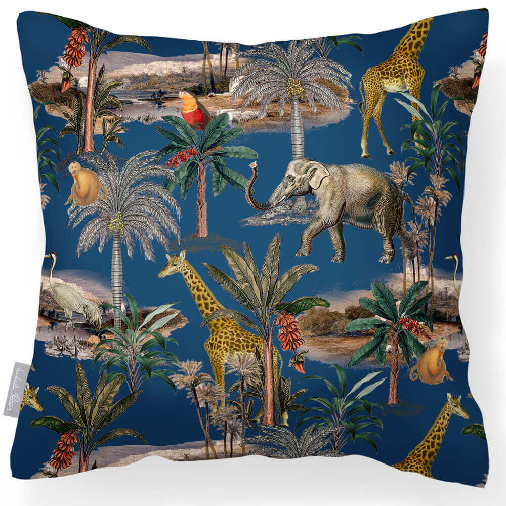 Outdoor Garden Waterproof Cushion | Safari Voyage in Estate Blue 45 x 45 cm | Izabela Peters