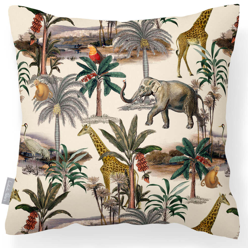 Safari Voyage | Outdoor Garden Waterproof Cushion - Ivory Cream 45 x 45 cm by Izabela Peters