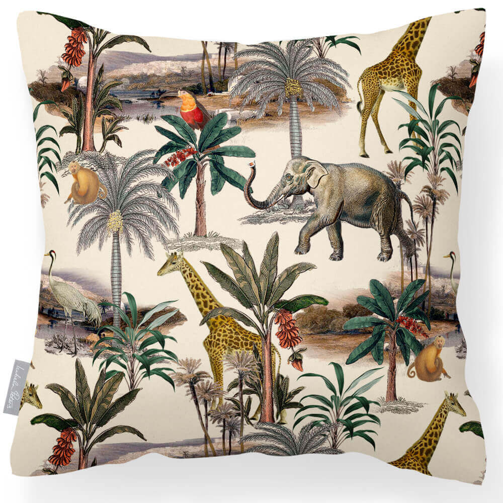 Outdoor Garden Waterproof Cushion - Safari Voyage Luxury Outdoor Cushions Izabela Peters Ivory Cream 40 x 40 cm 