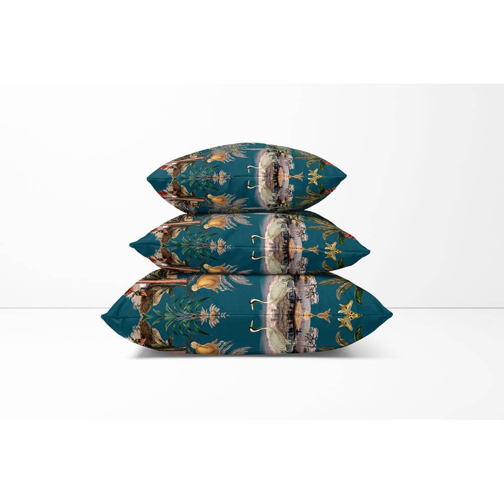 Outdoor Garden Waterproof Cushion | Safari Voyage in Teal 45 x 45 cm | Izabela Peters