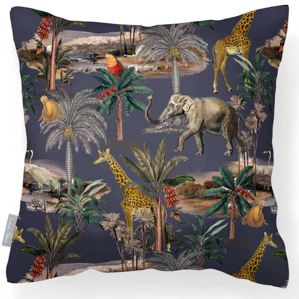 Safari Voyage | Outdoor Garden Waterproof Cushion - Graphite 45 x 45 cm by Izabela Peters