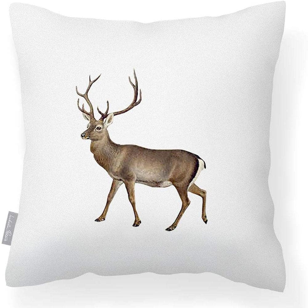 Outdoor Garden Waterproof Cushion - Stag - White 50 x 50 cm by Izabela Peters