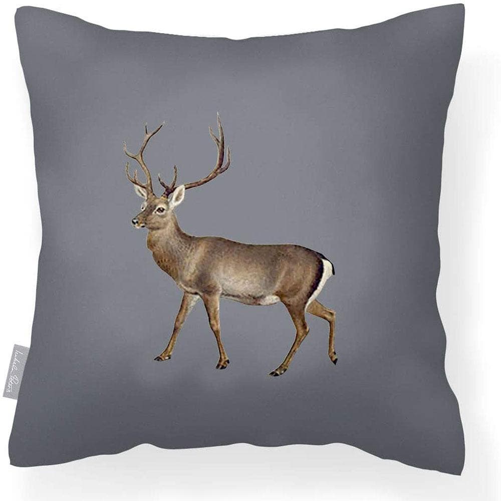 Outdoor Garden Waterproof Cushion - Stag - Grey 50 x 50 cm by Izabela Peters