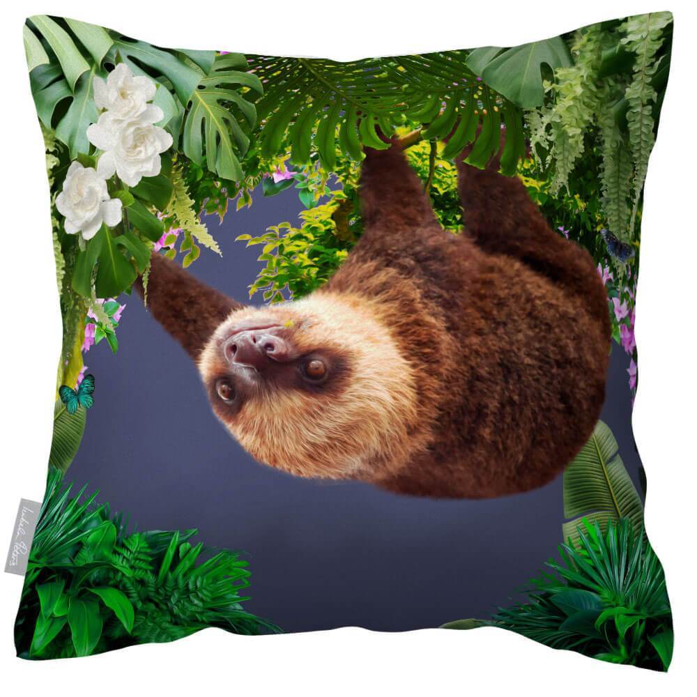 Outdoor Garden Waterproof Cushion - The Relaxing Sloth - Blush Pink 50 x 50 cm by Izabela Peters