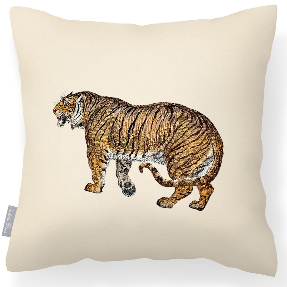Outdoor Garden Waterproof Cushion - Tiger - Ivory Cream 45 x 45 cm by Izabela Peters