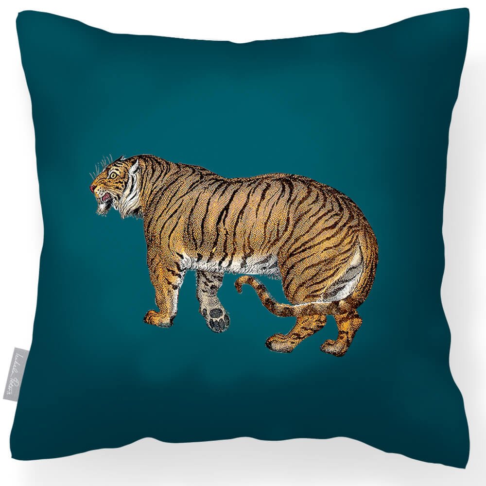 Outdoor Garden Waterproof Cushion - Tiger  Izabela Peters Teal 40 x 40 cm 