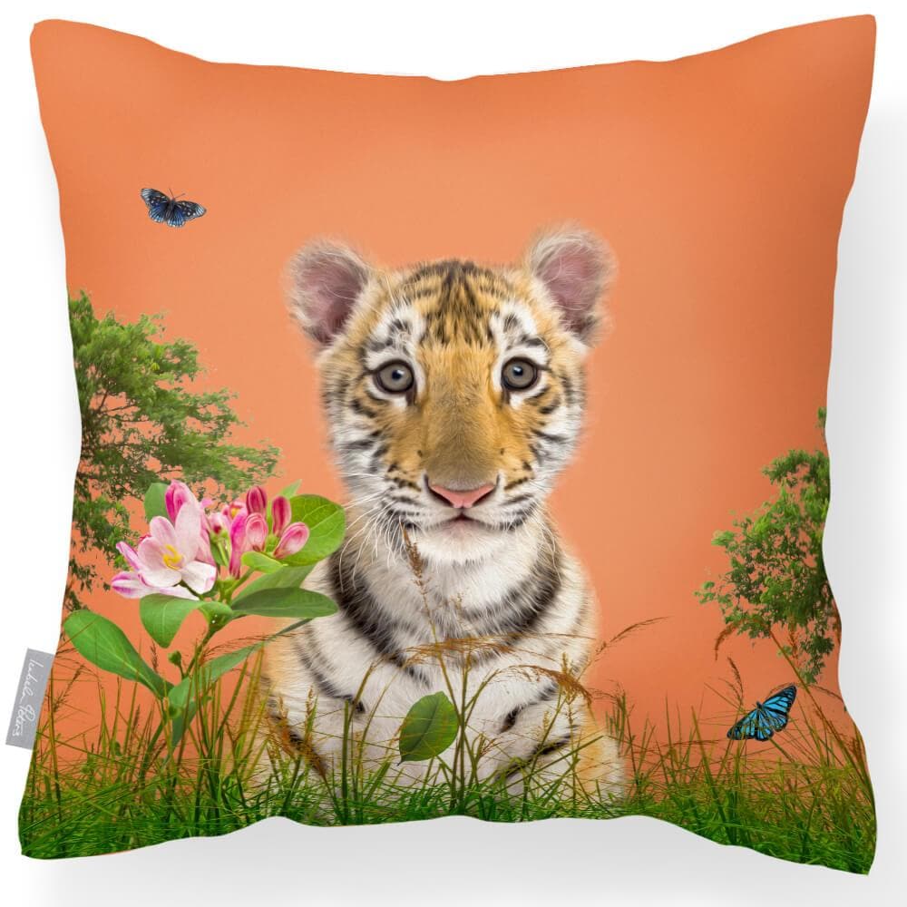 Outdoor Garden Waterproof Cushion - Tiger Prince - Burnt Orange 50 x 50 cm by Izabela Peters