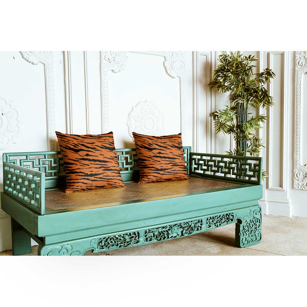 Outdoor Garden Waterproof Cushion - Tiger Print - 43 x 43 cm by Izabela Peters