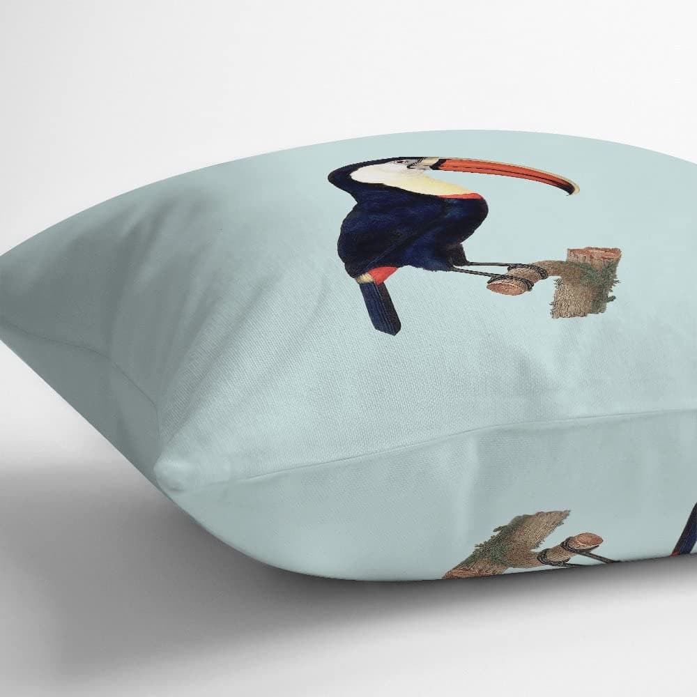 Outdoor Garden Waterproof Cushion - Toucan - Duck Egg 50 x 50 cm by Izabela Peters