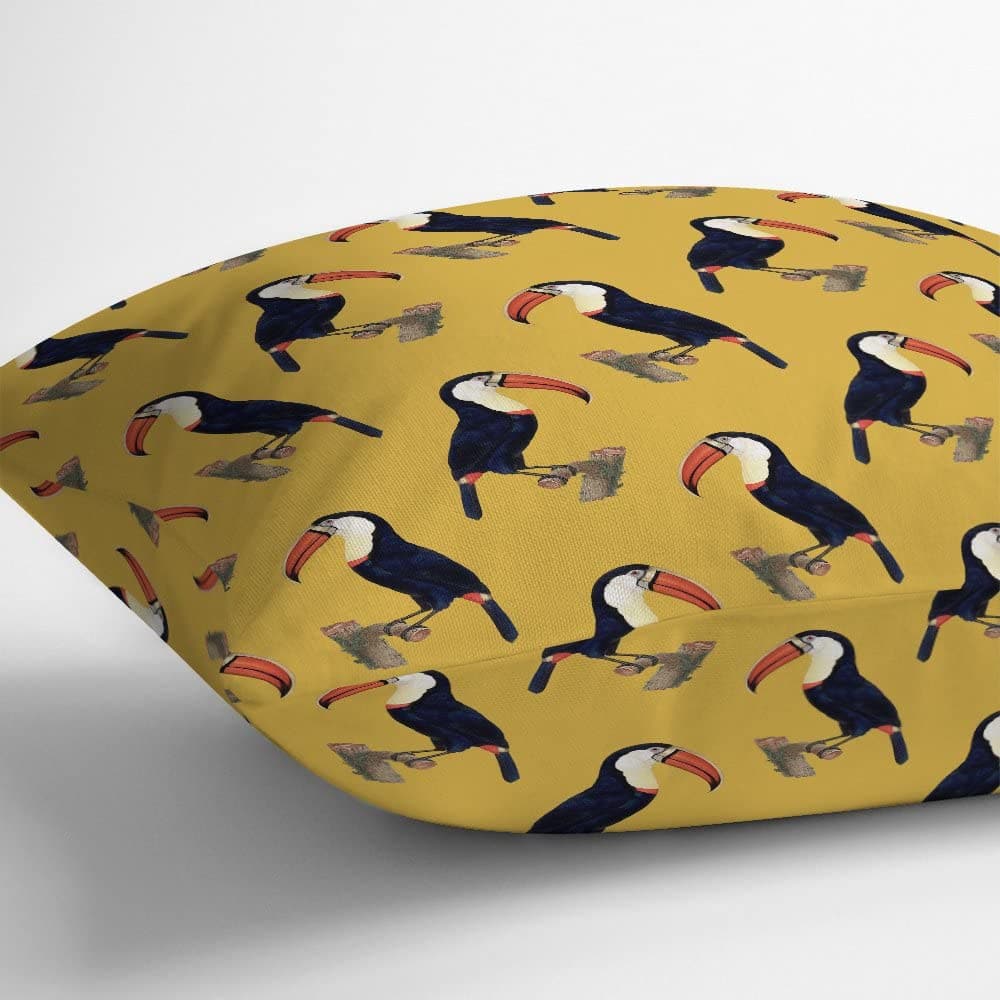 Outdoor Garden Waterproof Cushion - Toucans - Mustard 50 x 50 cm by Izabela Peters