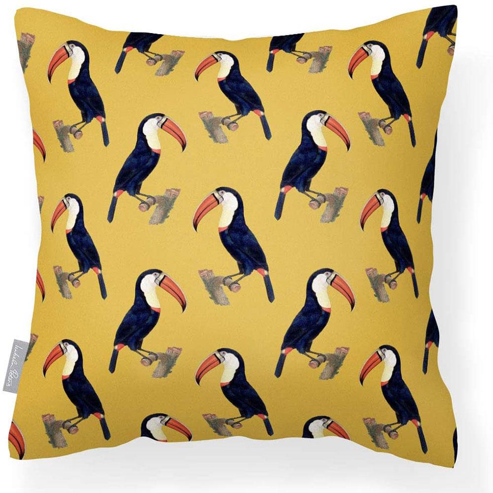 Outdoor Garden Waterproof Cushion - Toucans - Mustard 50 x 50 cm by Izabela Peters