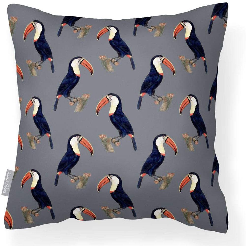 Outdoor Garden Waterproof Cushion - Toucans - Grey 50 x 50 cm by Izabela Peters