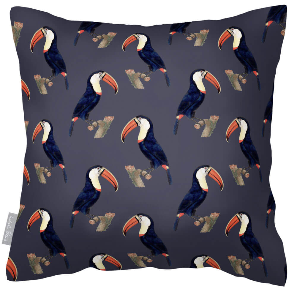 Outdoor Garden Waterproof Cushion - Toucans - Graphite 50 x 50 cm by Izabela Peters