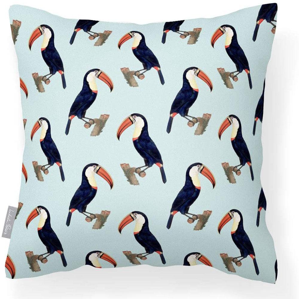 Outdoor Garden Waterproof Cushion - Toucans - Duck Egg 50 x 50 cm by Izabela Peters