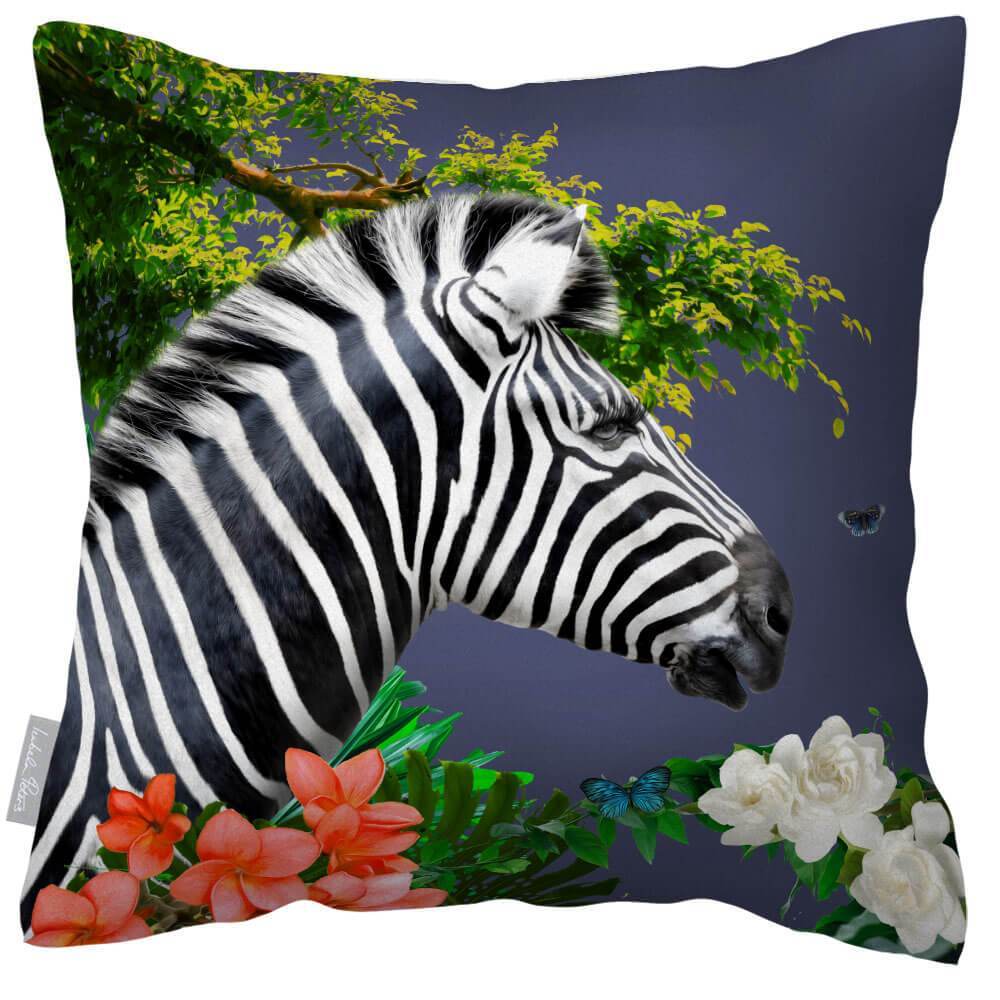 Outdoor Garden Waterproof Cushion - Zara's Zebra - Blush Pink 50 x 50 cm by Izabela Peters