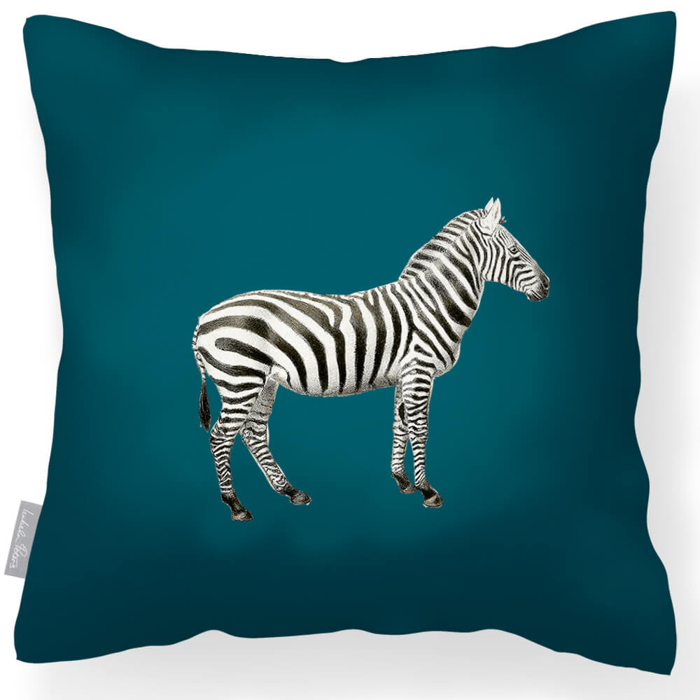 Outdoor Garden Waterproof Cushion - Zebra - Teal 45 x 45 cm by Izabela Peters