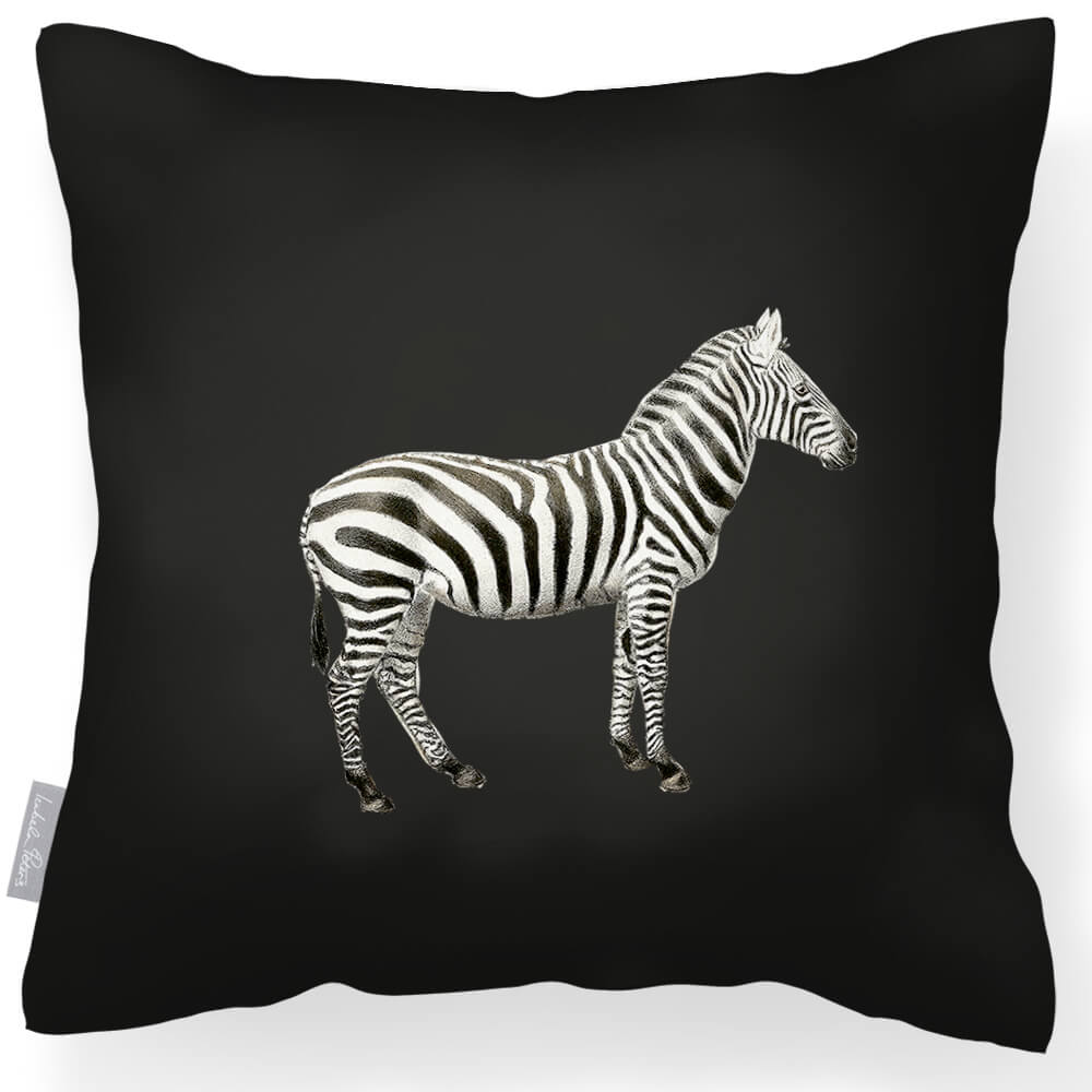 Outdoor Garden Waterproof Cushion - Zebra - Charcoal 45 x 45 cm by Izabela Peters