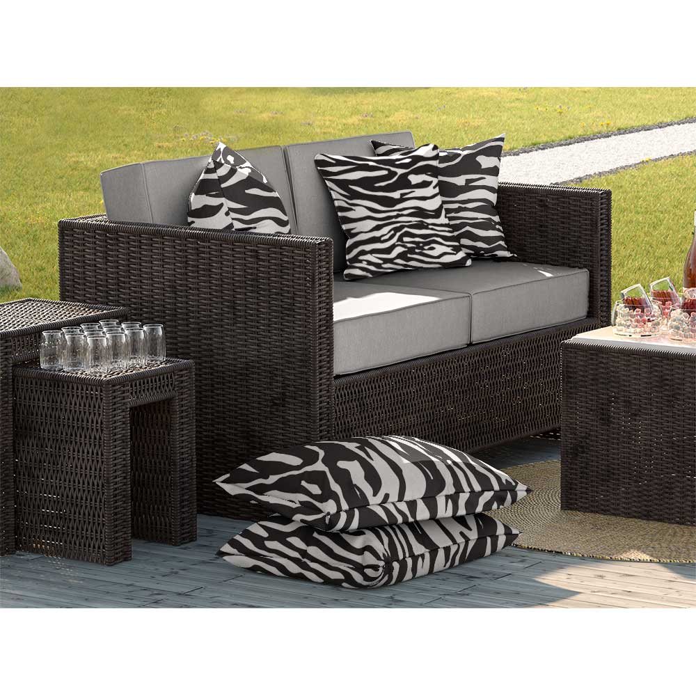 Outdoor Garden Waterproof Cushion - Zebra - Black And White 50 x 50 cm by Izabela Peters