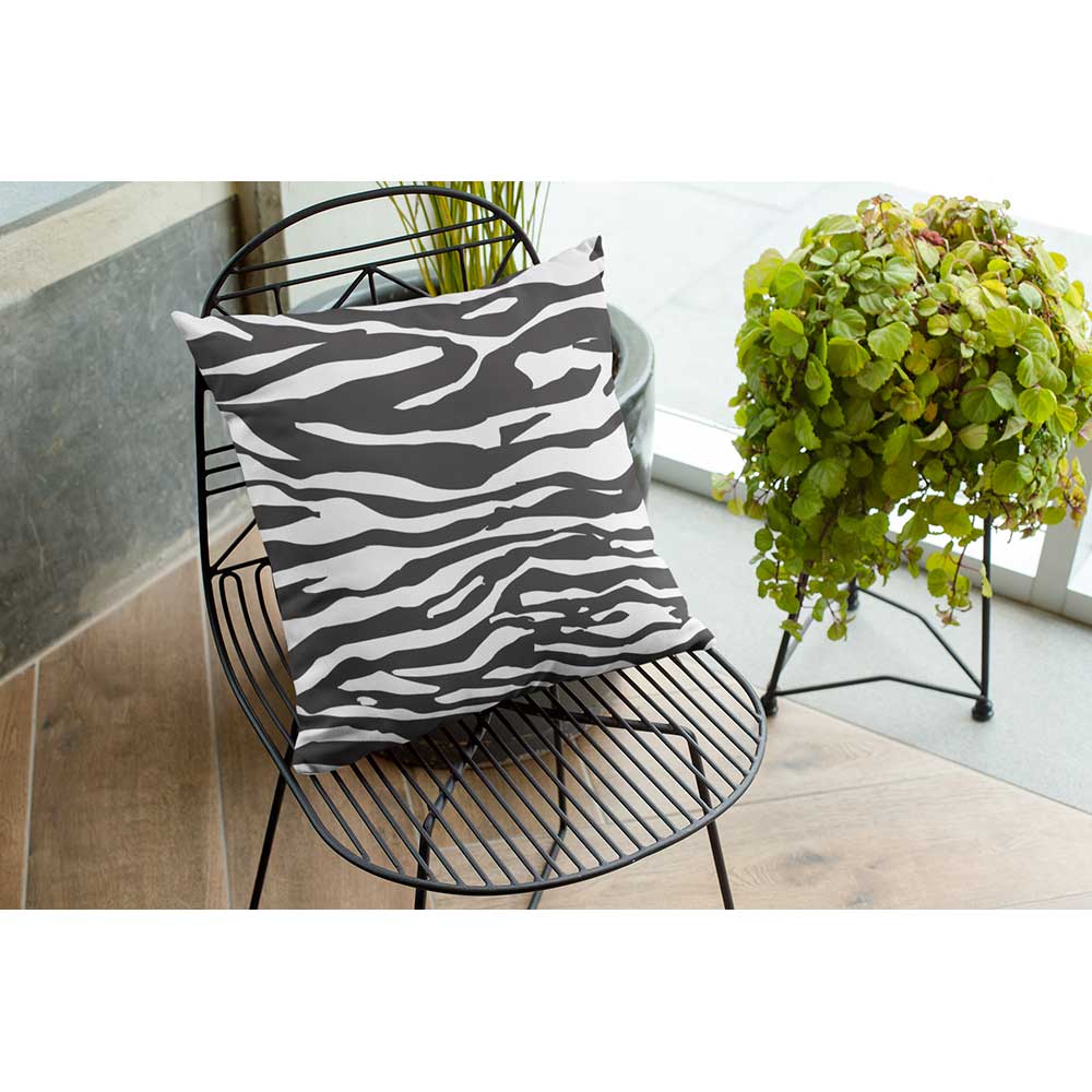 Outdoor Garden Waterproof Cushion - Zebra - Black And White 50 x 50 cm by Izabela Peters