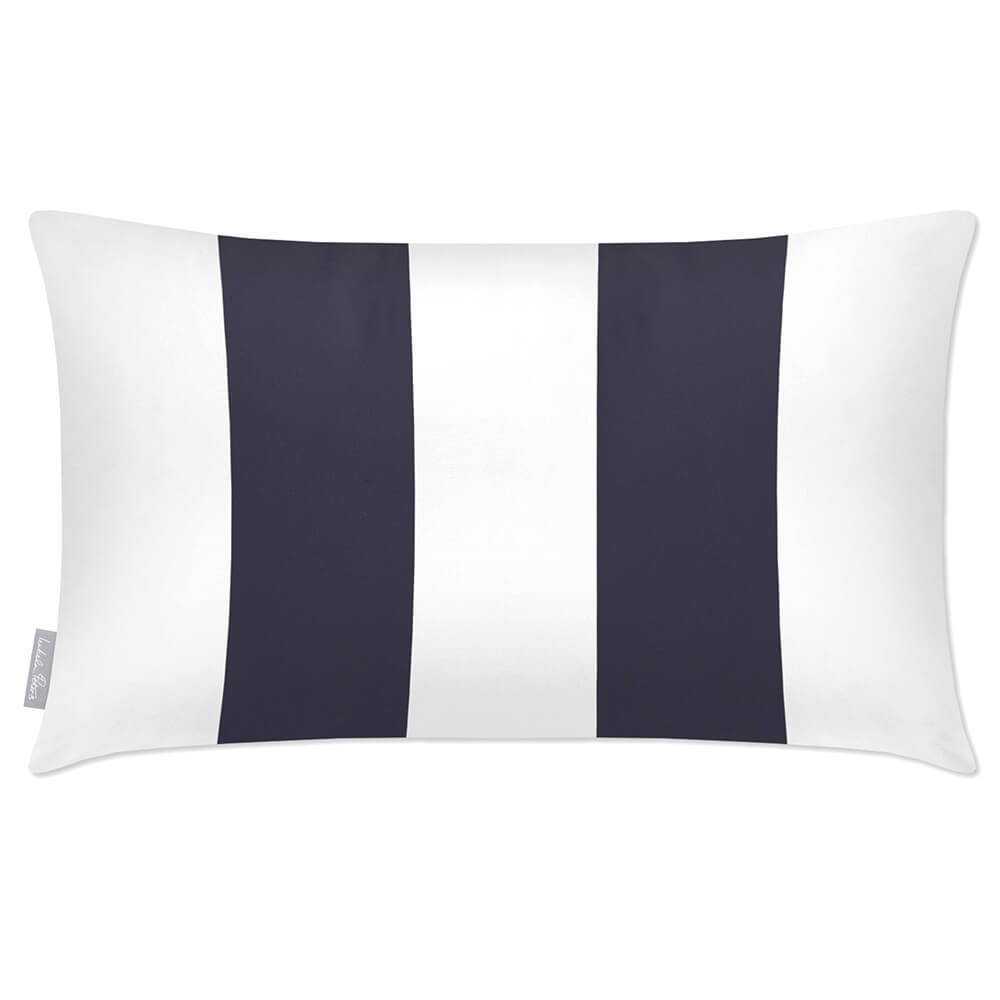Outdoor Garden Waterproof Rectangle Cushion - 2 Stripes - Graphite 50 x 30 cm by Izabela Peters