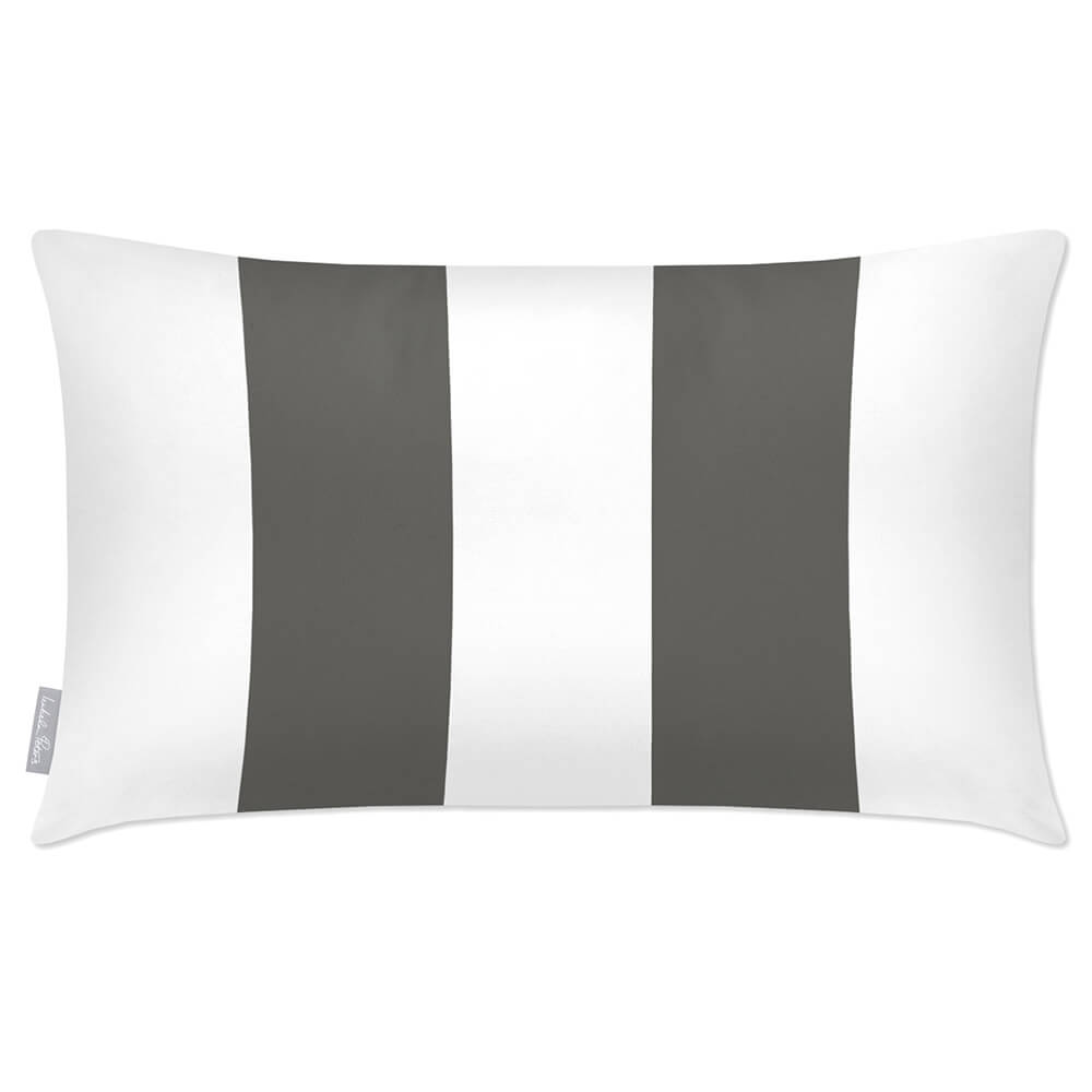 Outdoor Garden Waterproof Rectangle Cushion - 2 Stripes - Beluga 50 x 30 cm by Izabela Peters