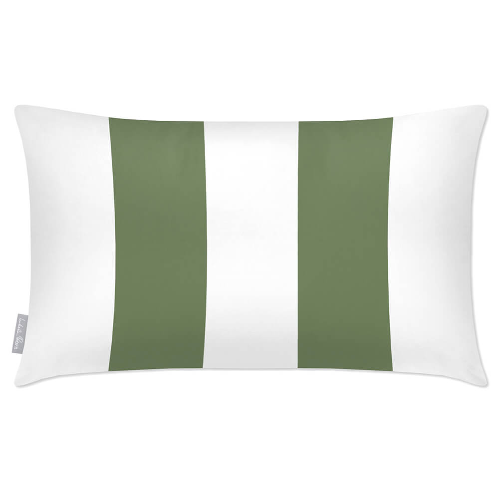 Outdoor Garden Waterproof Rectangle Cushion - 2 Stripes - Sage 50 x 30 cm by Izabela Peters