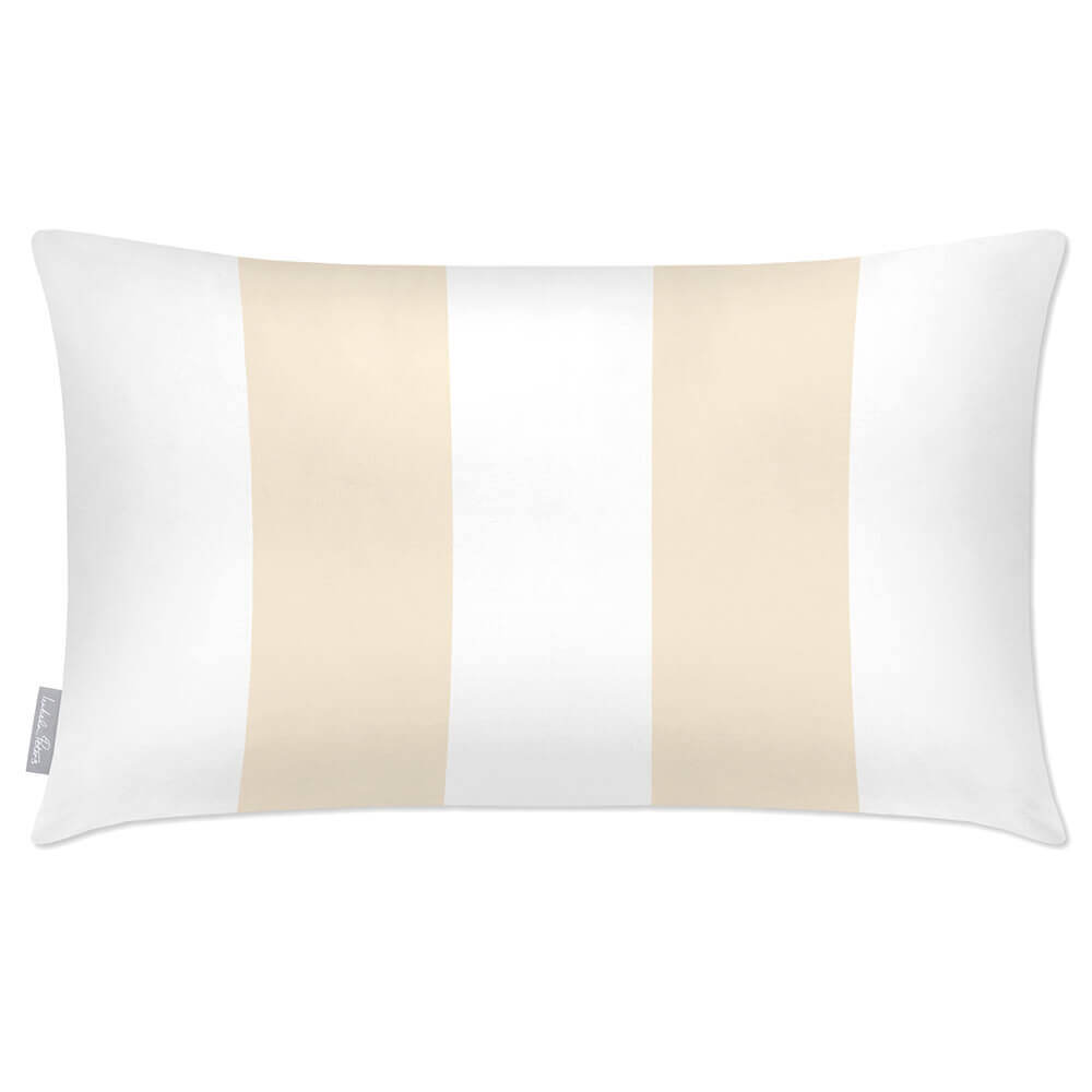 Outdoor Garden Waterproof Rectangle Cushion - 2 Stripes Izabela Peters Ivory Cream 50 x 30 cm