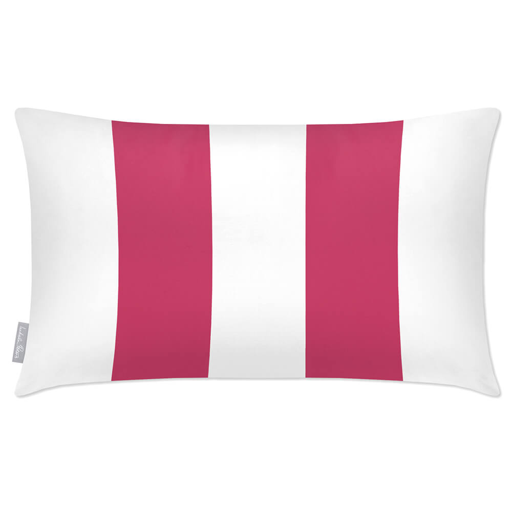 Outdoor Garden Waterproof Rectangle Cushion - 2 Stripes - Pink 50 x 30 cm by Izabela Peters
