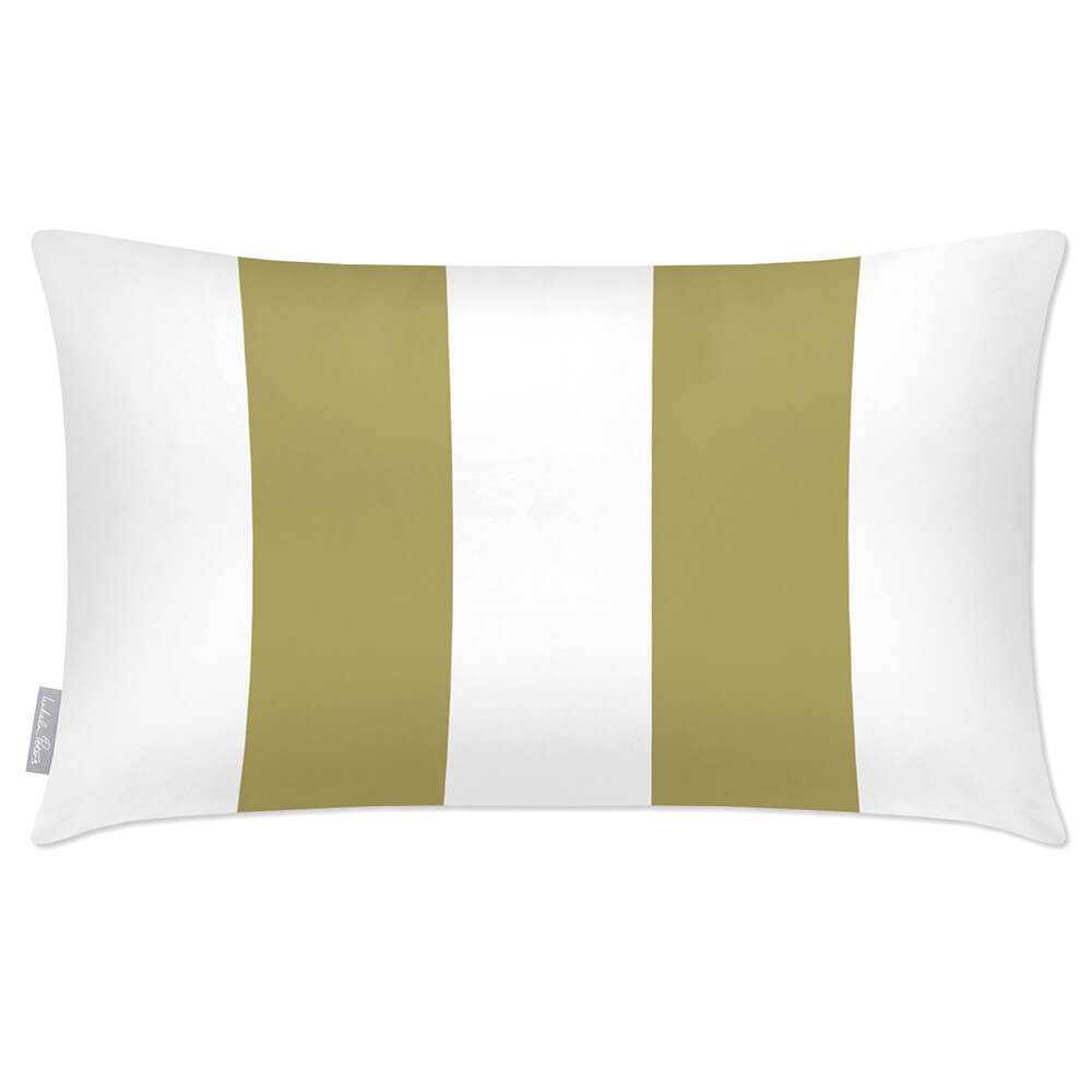 Outdoor Garden Waterproof Rectangle Cushion - 2 Stripes in Golden Lime 50 x 30 cm | Izabela Peters