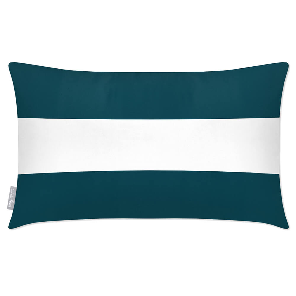 Outdoor Garden Waterproof Rectangle Cushion - 2 Stripes Horizontal - Teal 50 x 30 cm by Izabela Peters