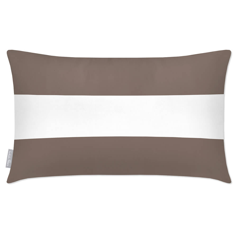 Outdoor Garden Waterproof Rectangle Cushion - 2 Stripes Horizontal in Dovedale Stone 50 x 30 cm | Izabela Peters