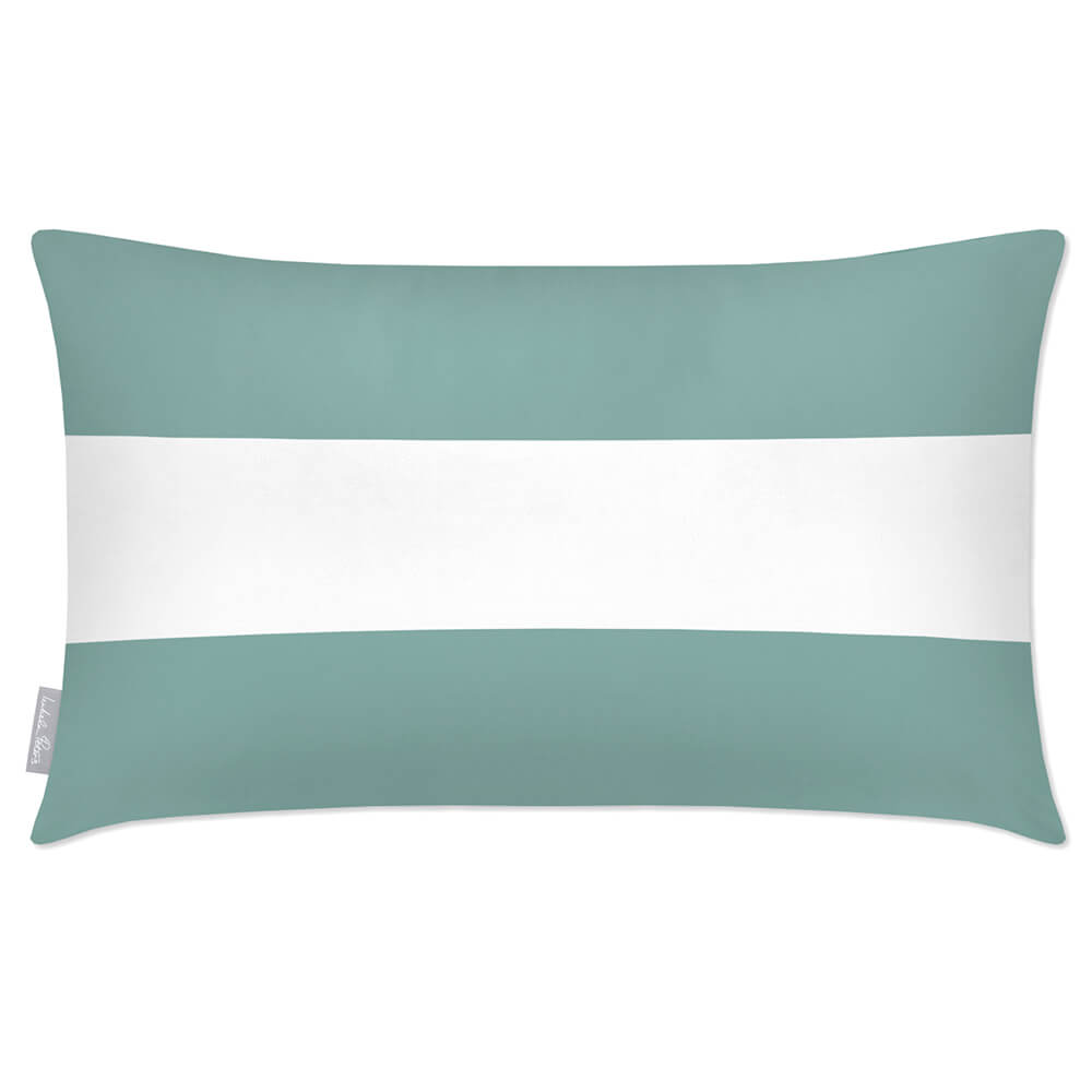 Outdoor Garden Waterproof Rectangle Cushion - 2 Stripes Horizontal - Blue Surf 50 x 30 cm by Izabela Peters