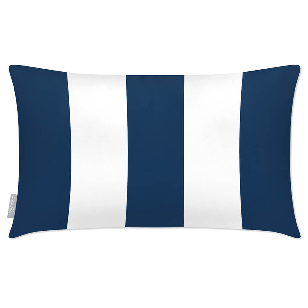 Outdoor Garden Waterproof Rectangle Cushion - 3 Stripes - Estate Blue 50 x 30 cm by Izabela Peters