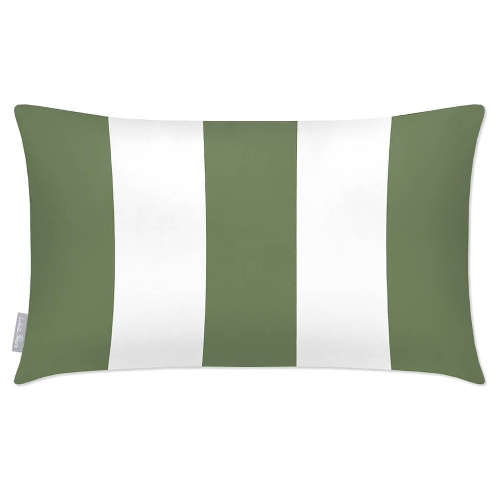 Outdoor Garden Waterproof Rectangle Cushion - 3 Stripes in Sage 50 x 30 cm | Izabela Peters