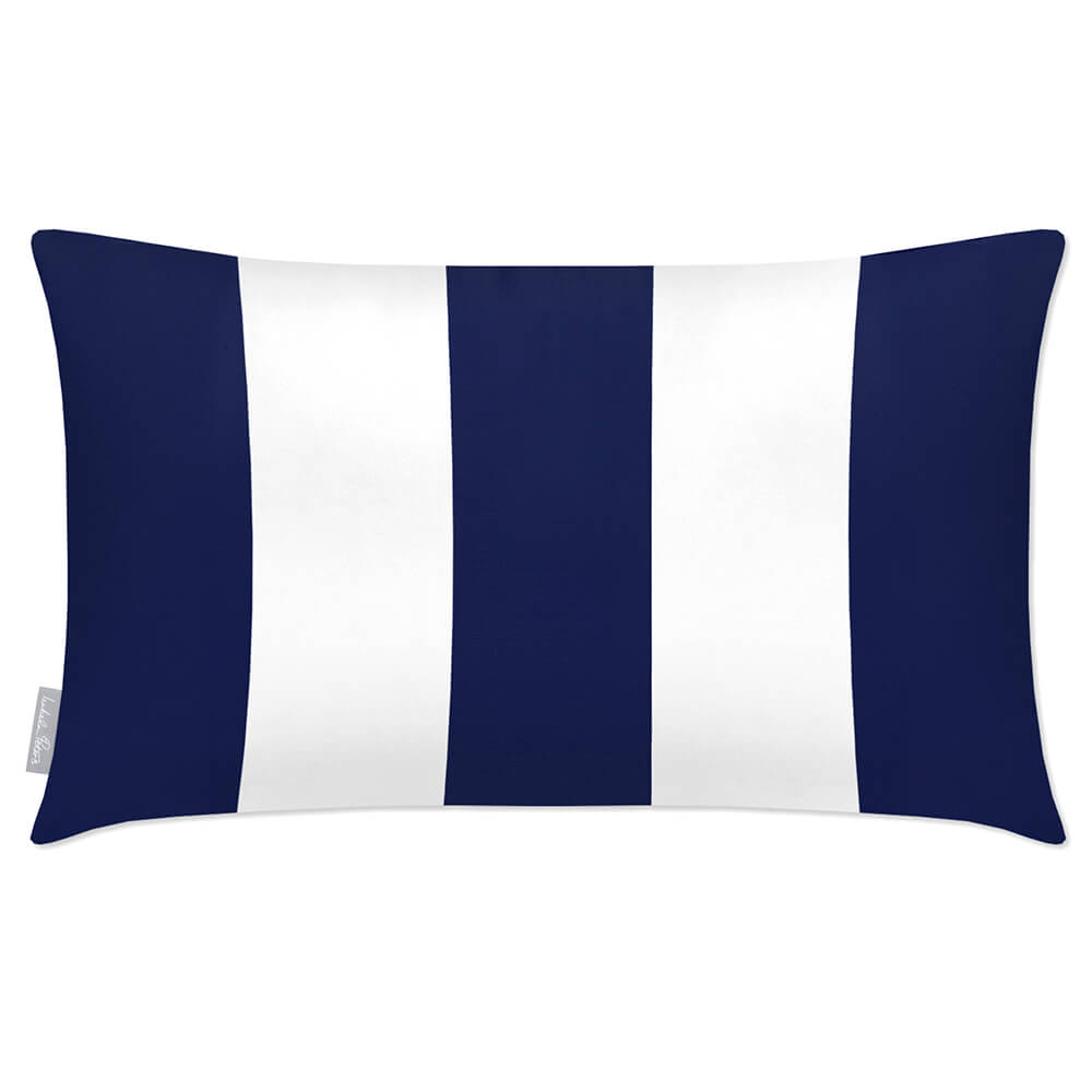 Outdoor Garden Waterproof Rectangle Cushion - 3 Stripes - Midnight 50 x 30 cm by Izabela Peters