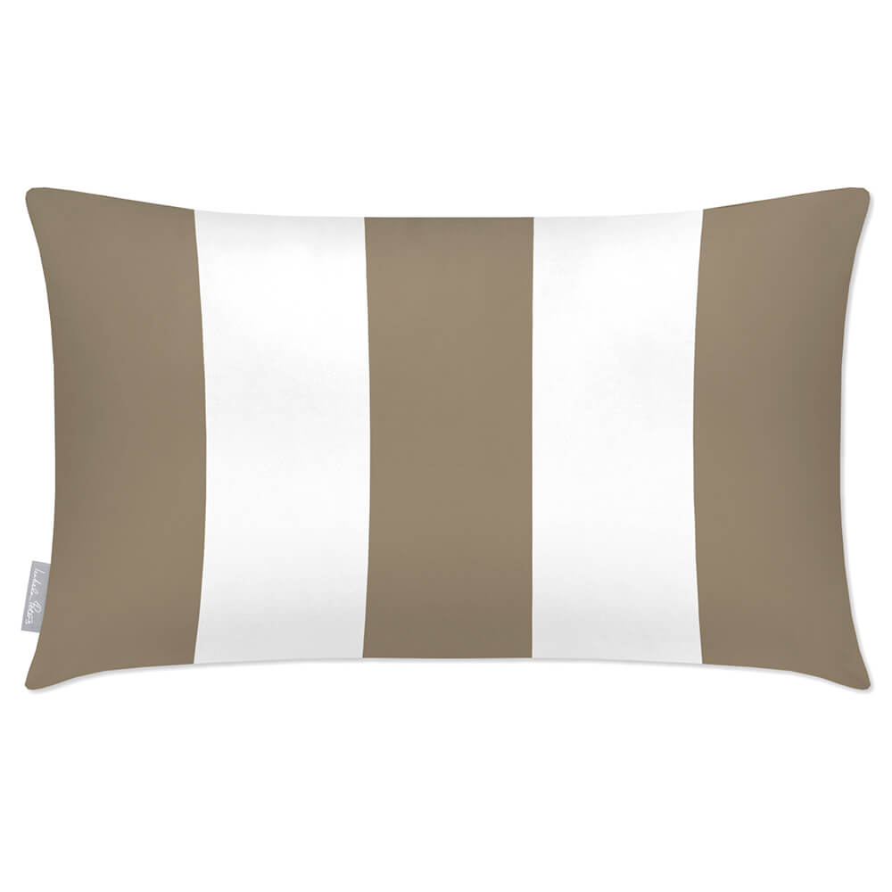 Outdoor Garden Waterproof Rectangle Cushion - 3 Stripes - Taupe 50 x 30 cm by Izabela Peters