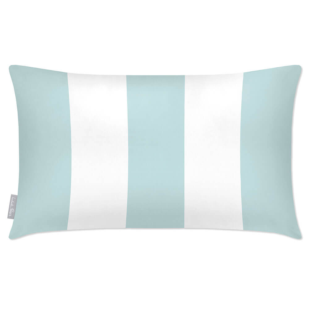 Outdoor Garden Waterproof Rectangle Cushion - 3 Stripes - Duck Egg 50 x 30 cm by Izabela Peters