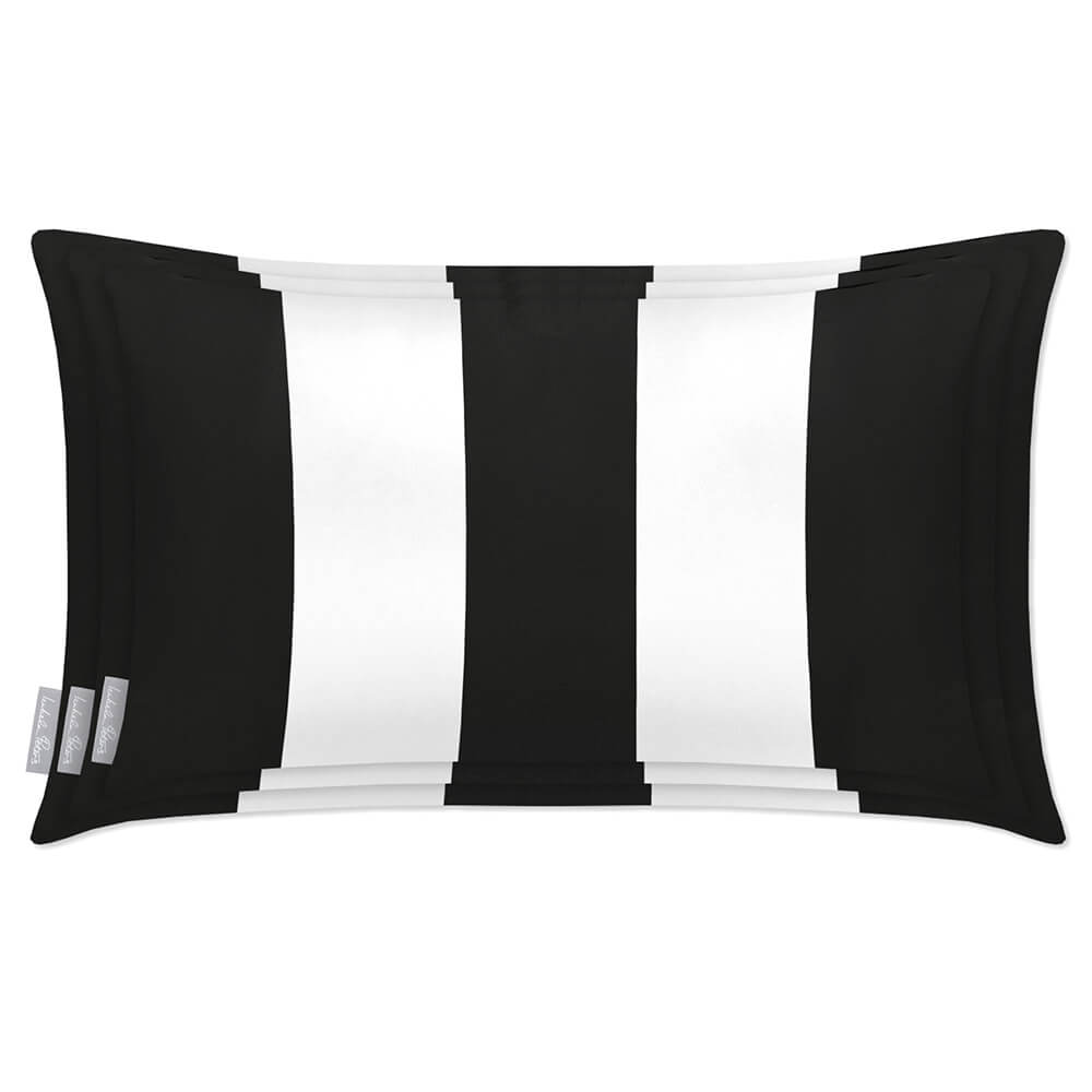 Outdoor Garden Waterproof Rectangle Cushion - 3 Stripes - Charcoal 50 x 30 cm by Izabela Peters