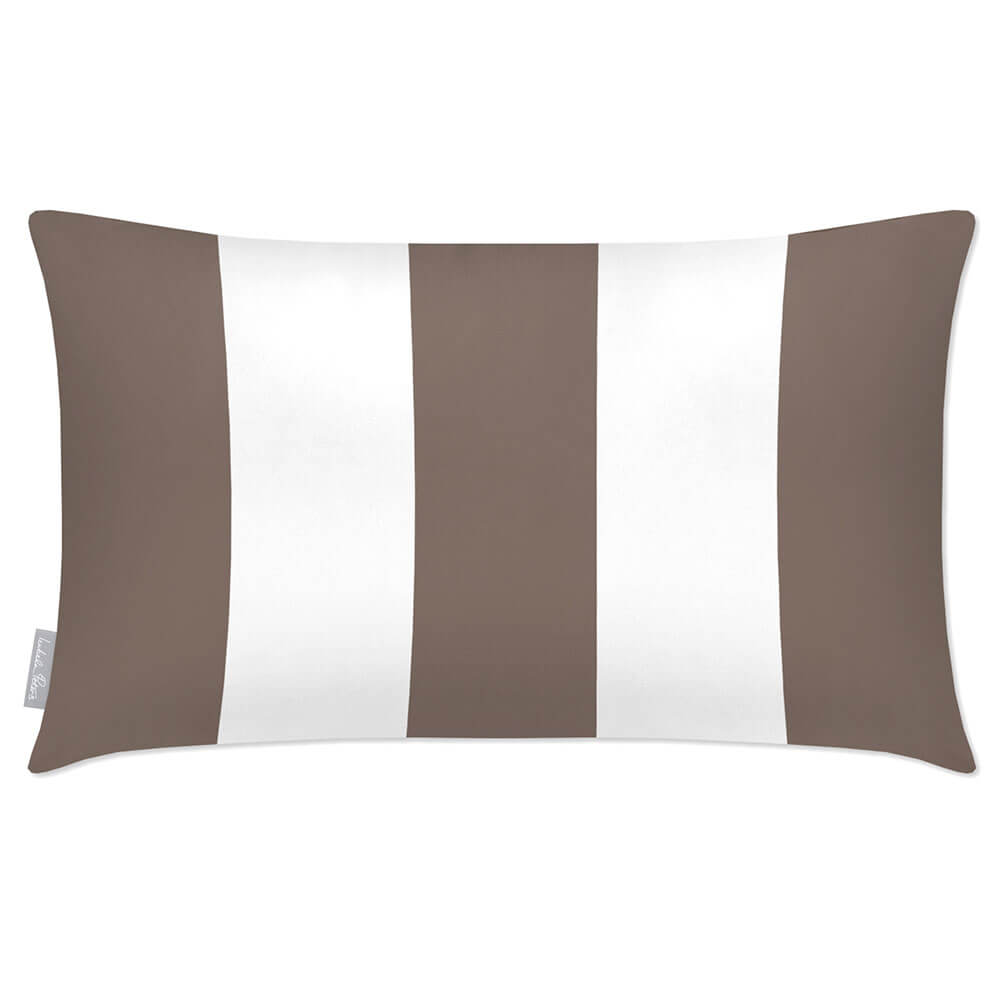 Outdoor Garden Waterproof Rectangle Cushion - 3 Stripes - Dovedale Stone 50 x 30 cm by Izabela Peters