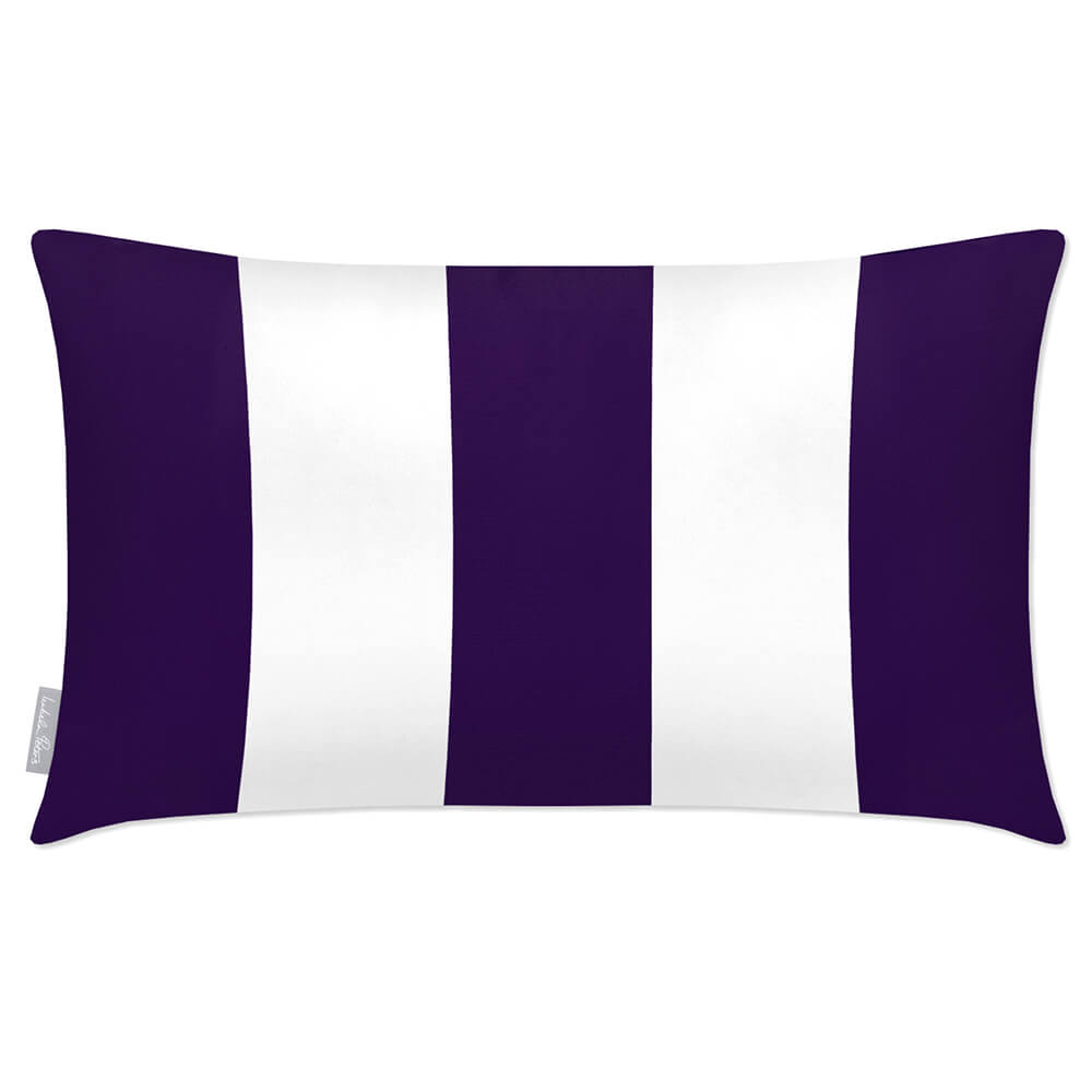 Outdoor Garden Waterproof Rectangle Cushion - 3 Stripes - Morc Blue 50 x 30 cm by Izabela Peters