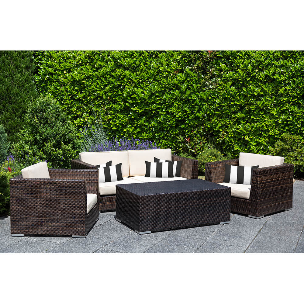 Outdoor Garden Waterproof Rectangle Cushion - 3 Stripes - Charcoal 50 x 30 cm by Izabela Peters
