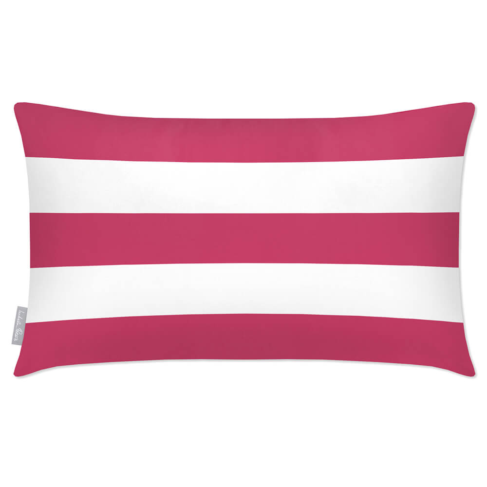 Outdoor Garden Waterproof Rectangle Cushion - 3 Stripes Horizontal in Pink 50 x 30 cm | Izabela Peters