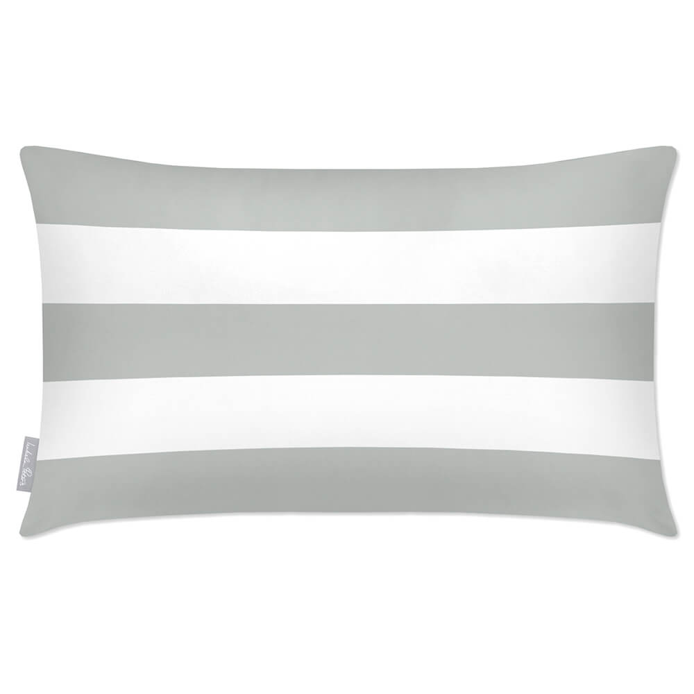 Outdoor Garden Waterproof Rectangle Cushion - 3 Stripes Horizontal - Storm Grey 50 x 30 cm by Izabela Peters